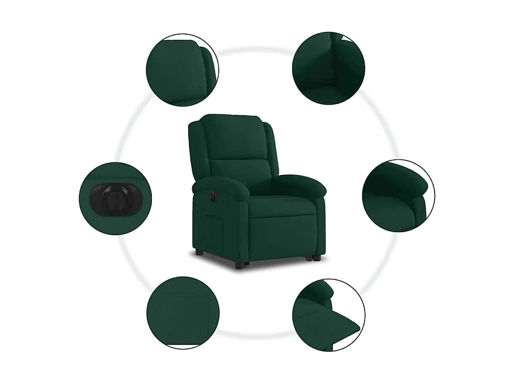 Fauteuil inclinable électrique vert foncé velours