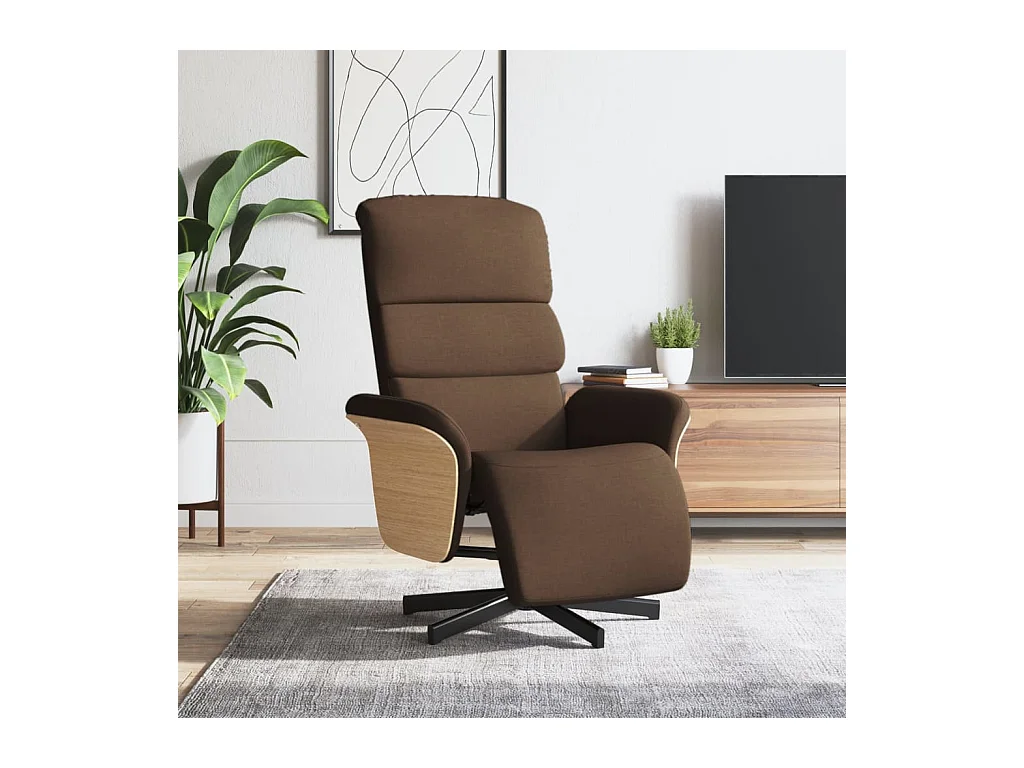 Fauteuil inclinable avec repose-pieds marron tissu