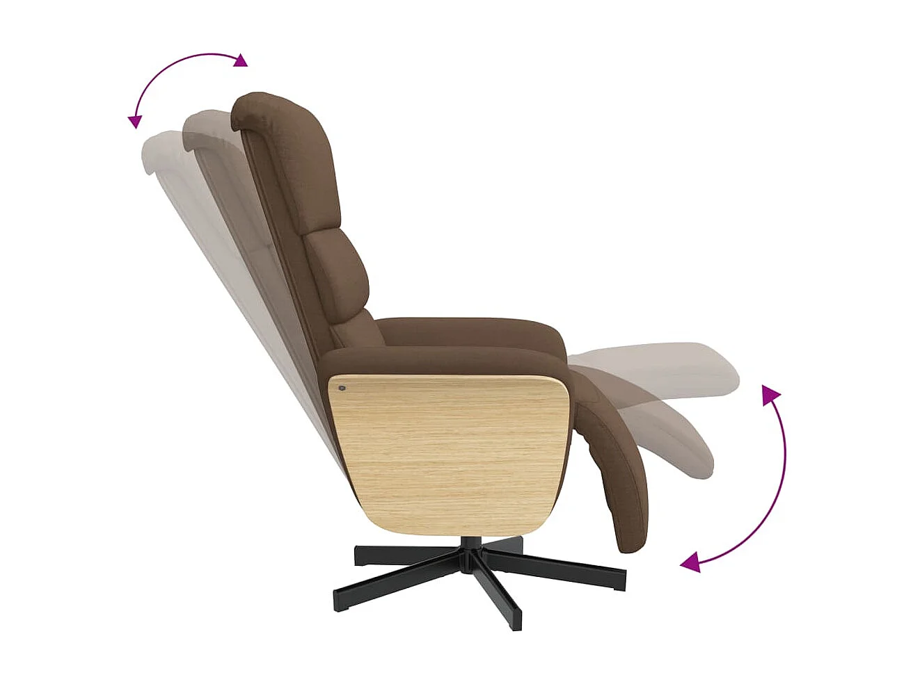 Fauteuil verstelbaar met voetensteun stof bruin