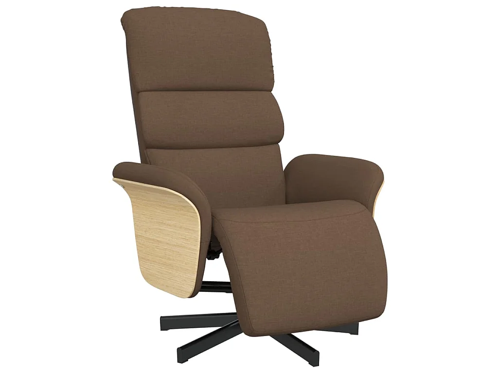 Fauteuil inclinable avec repose-pieds marron tissu