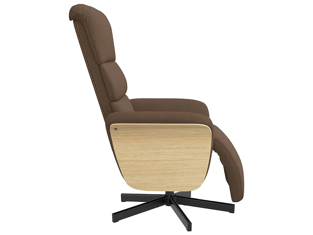 Fauteuil inclinable avec repose-pieds marron tissu