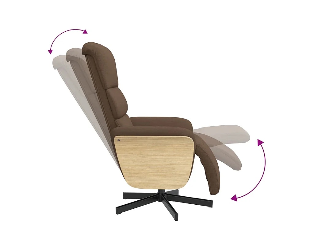 Fauteuil inclinable avec repose-pieds marron tissu