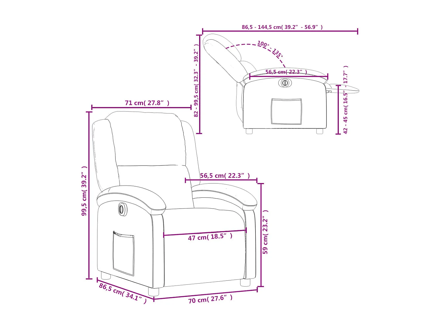 Fauteuil inclinable électrique Rouge Similicuir