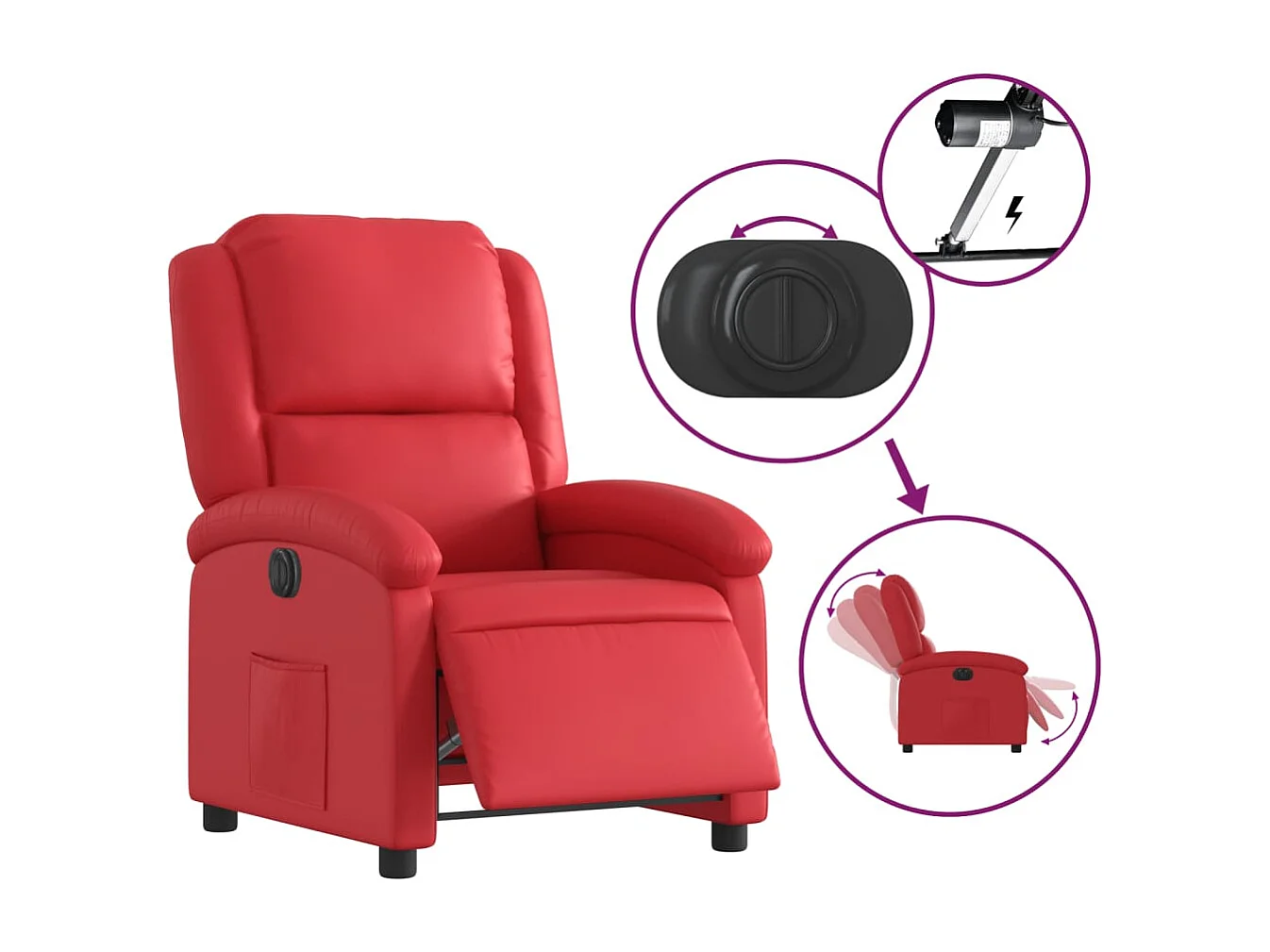 Fauteuil inclinable électrique Rouge Similicuir