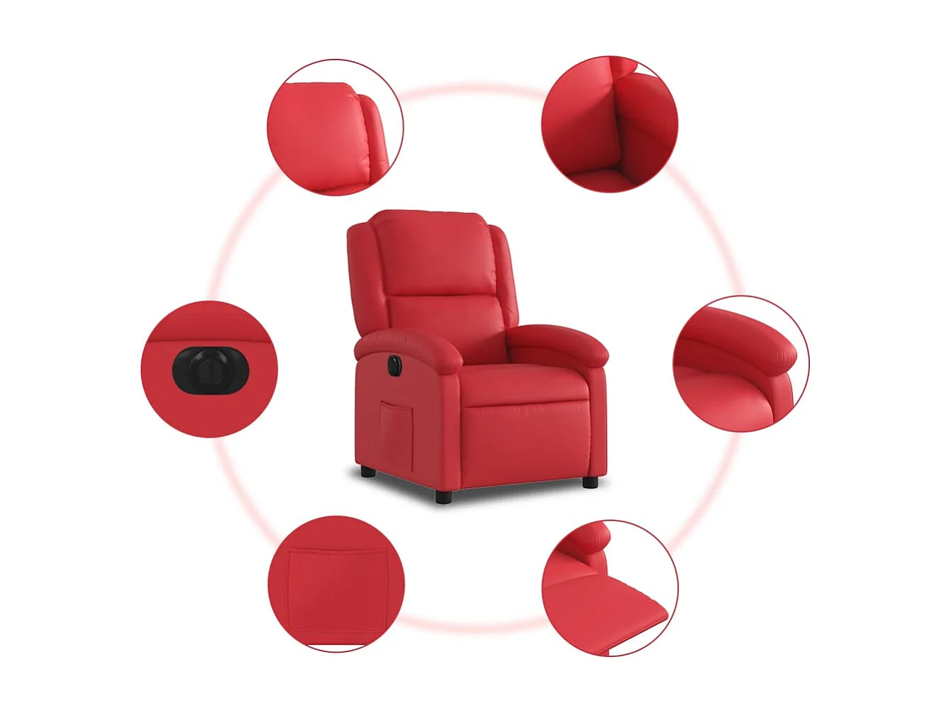 Fauteuil inclinable électrique Rouge Similicuir
