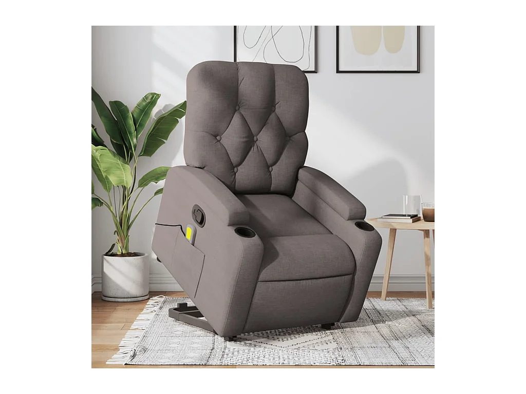 Massagesessel mit Aufstehhilfe Taupe Stoff