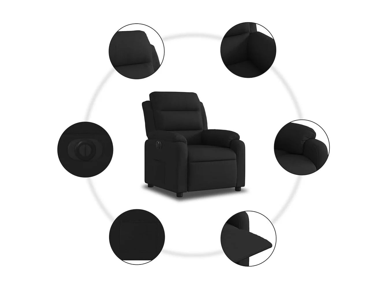 Fauteuil inclinable électrique Noir Tissu