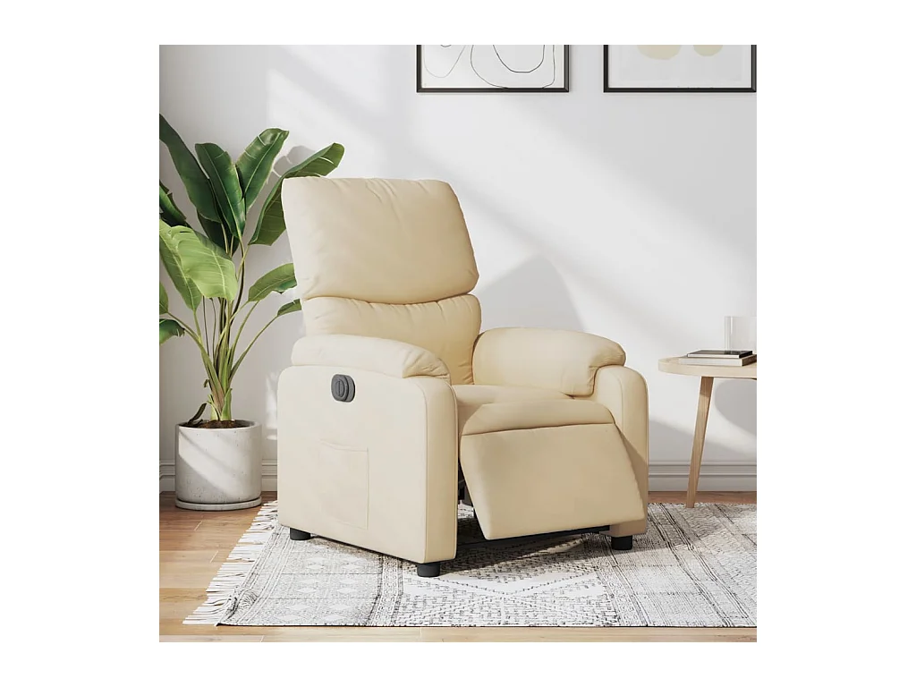 Fauteuil verstelbaar elektrisch stof crèmekleurig