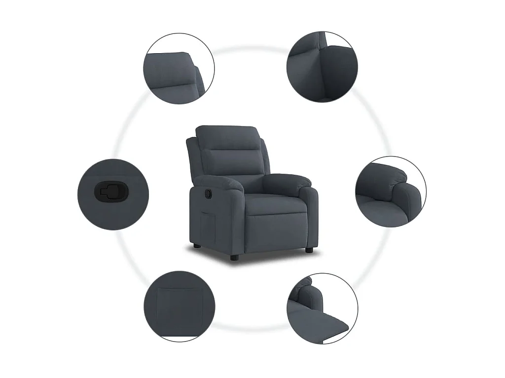 Fauteuil inclinable Gris foncé Velours