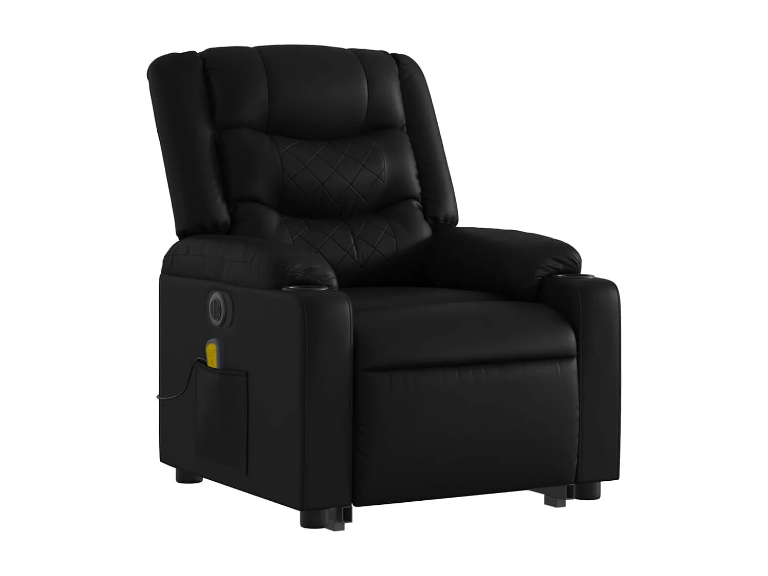Sillón de masaje elevable eléctrico cuero sintético negro