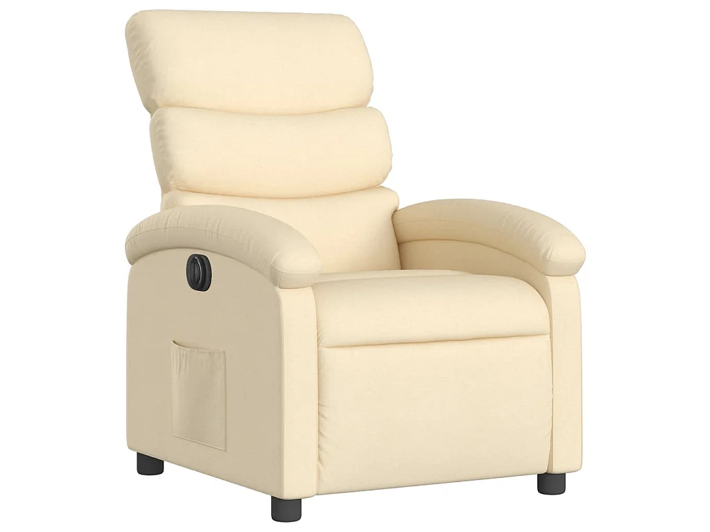 Sillón reclinable eléctrico de tela crema