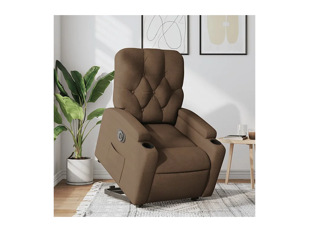 Fauteuil inclinable électrique marron tissu