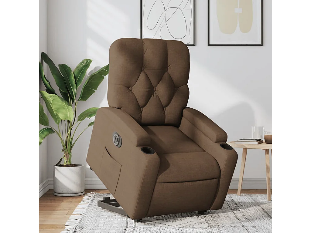 Relaxsessel mit Aufstehhilfe Elektrisch Braun Stoff