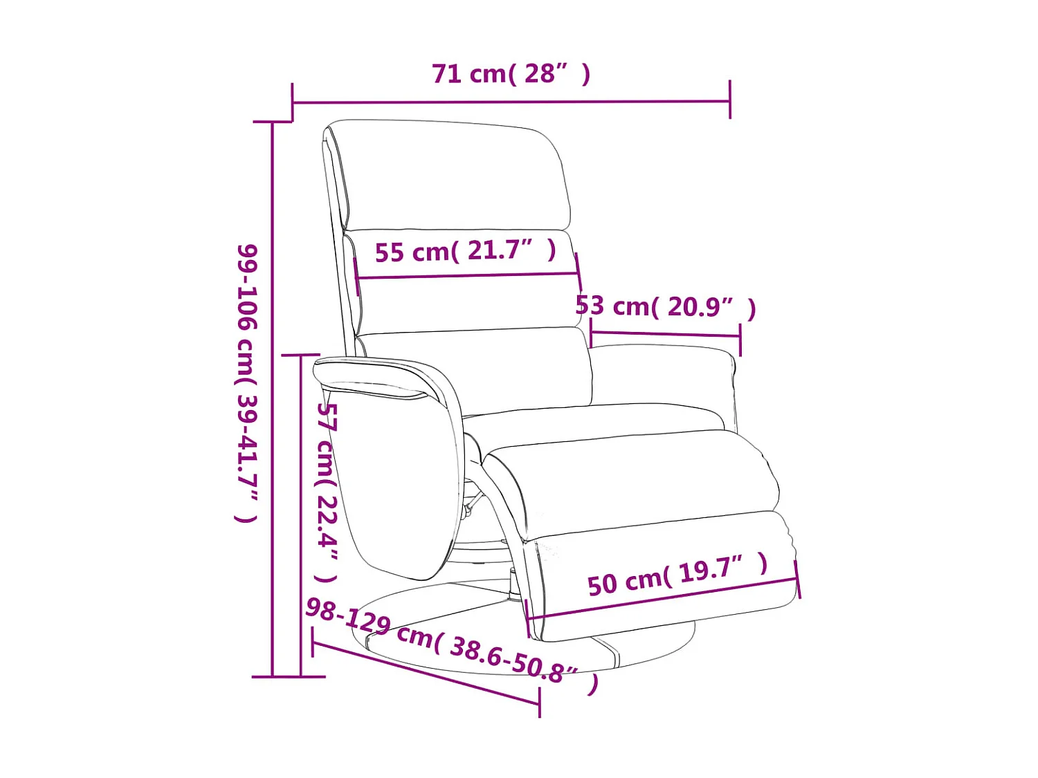 Fauteuil inclinable avec repose-pieds cappuccino similicuir
