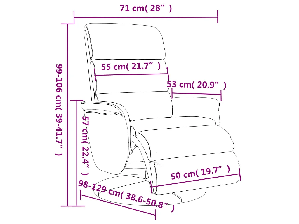 Fauteuil inclinable avec repose-pieds cappuccino similicuir