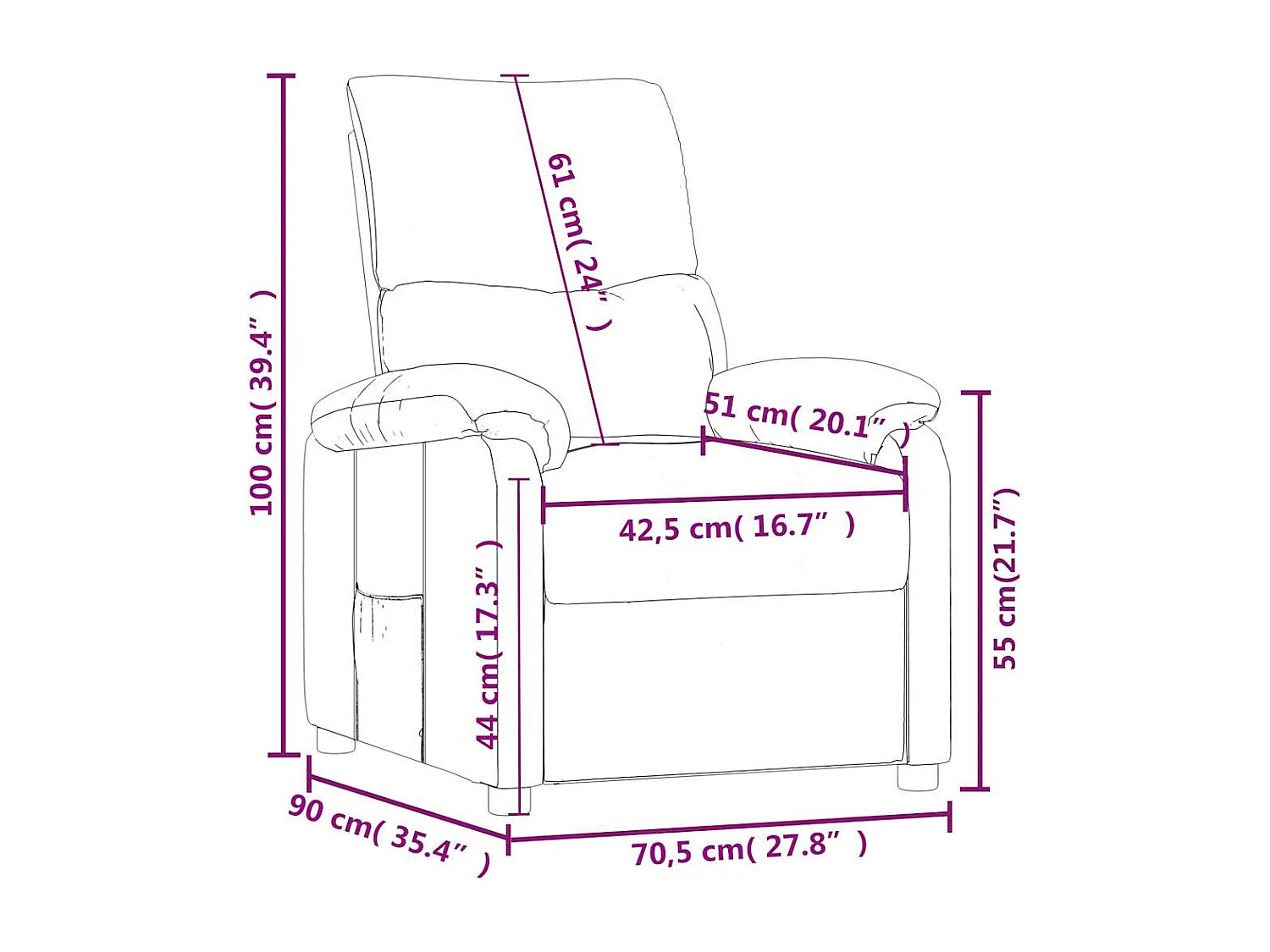 Fauteuil inclinable Marron Tissu