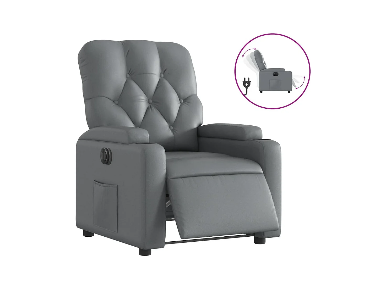 Fauteuil inclinable électrique Gris Similicuir