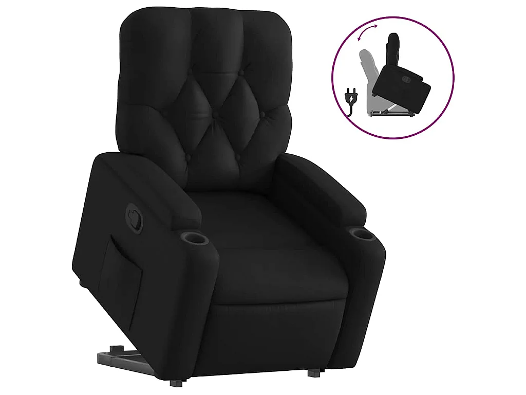 Relaxsessel mit Aufstehhilfe Schwarz Kunstleder