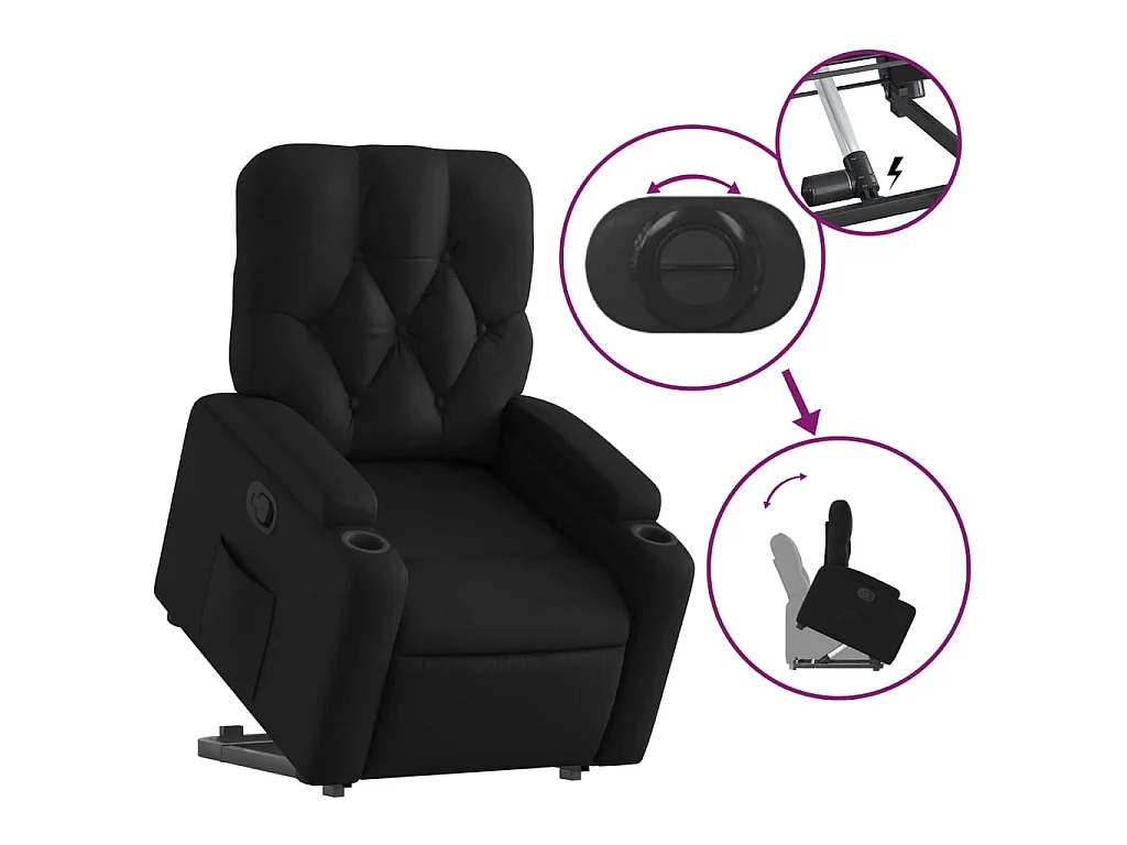 Relaxsessel mit Aufstehhilfe Schwarz Kunstleder