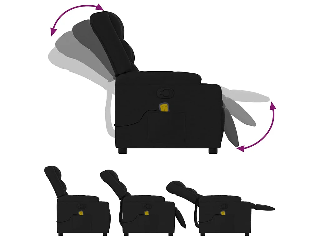 Fauteuil de massage inclinable Noir Tissu
