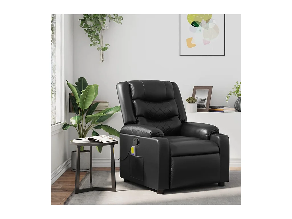 Fauteuil de massage inclinable Noir Similicuir