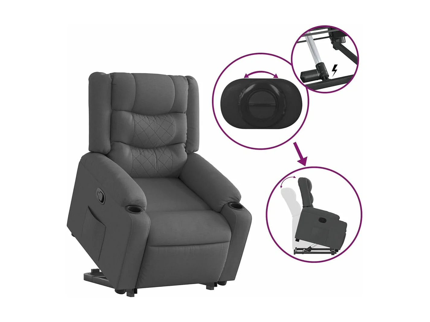 Fauteuil inclinable Gris foncé Tissu