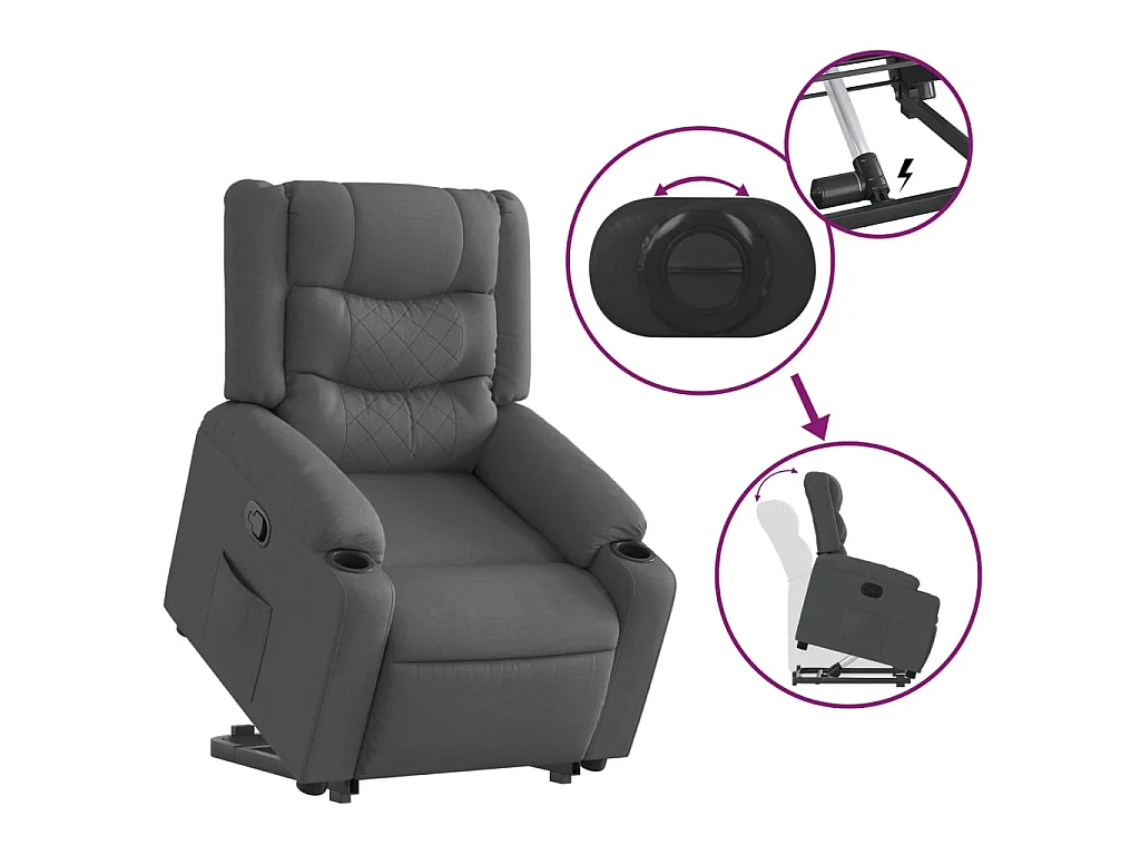 Fauteuil inclinable Gris foncé Tissu