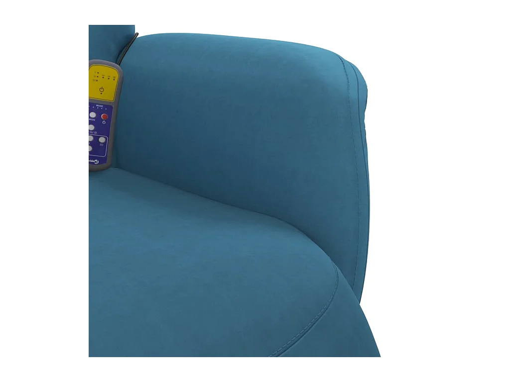 Fauteuil inclinable de massage avec repose-pied bleu velours