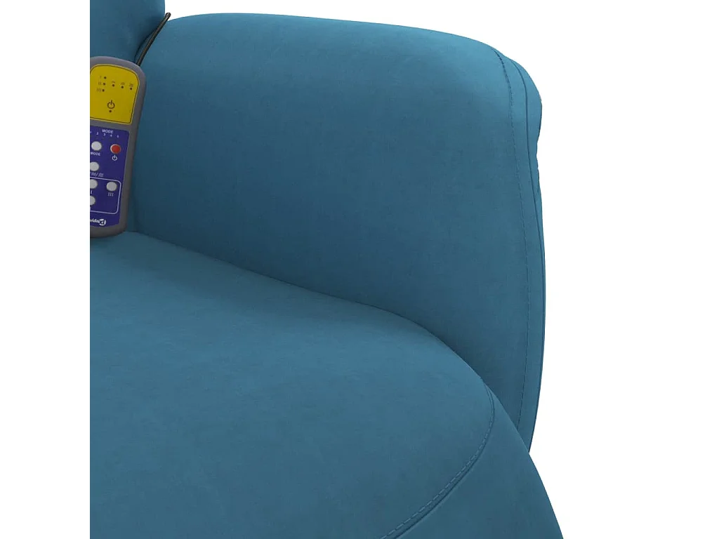 Poltrona Reclinabile Massaggiante con Poggiapiedi Blu Velluto
