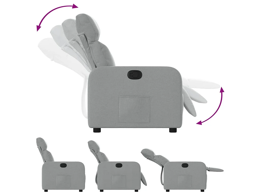 Fauteuil verstelbaar stof lichtgrijs