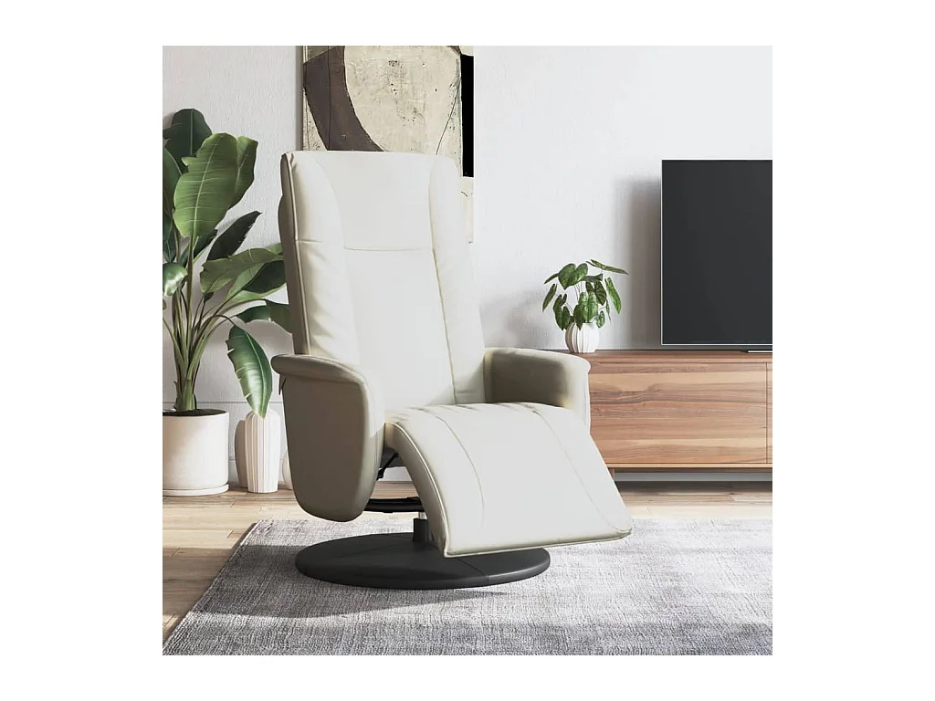 Fauteuil inclinable avec repose-pieds crème similicuir