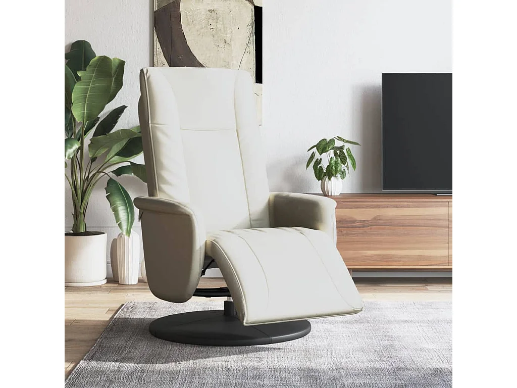 Fauteuil inclinable avec repose-pieds crème similicuir