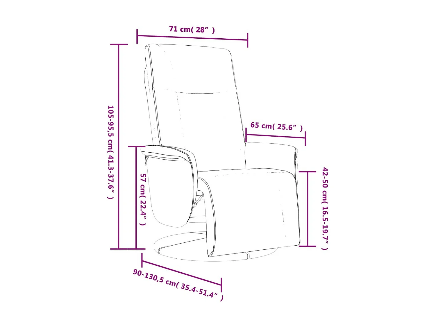 Fauteuil inclinable avec repose-pieds crème similicuir