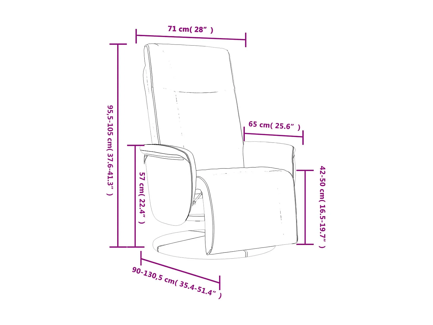 Fauteuil inclinable avec repose-pieds crème similicuir