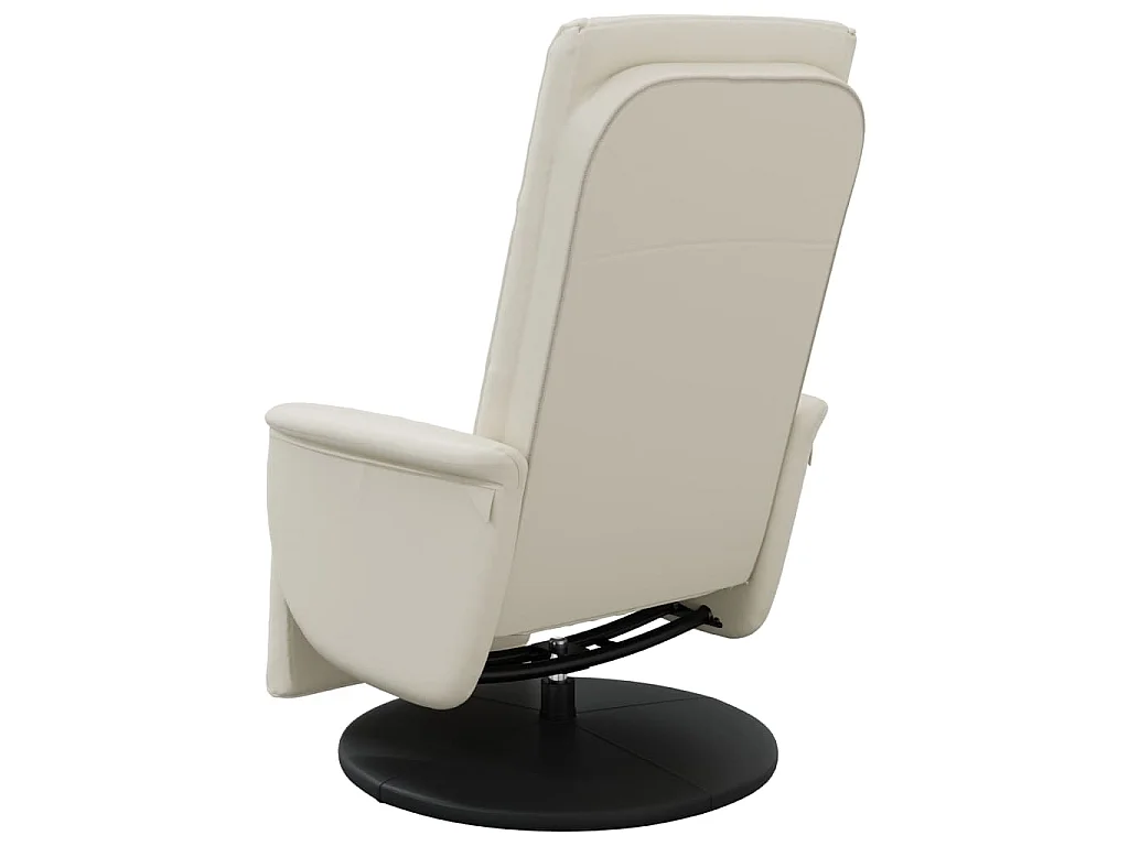 Fauteuil inclinable avec repose-pieds crème similicuir