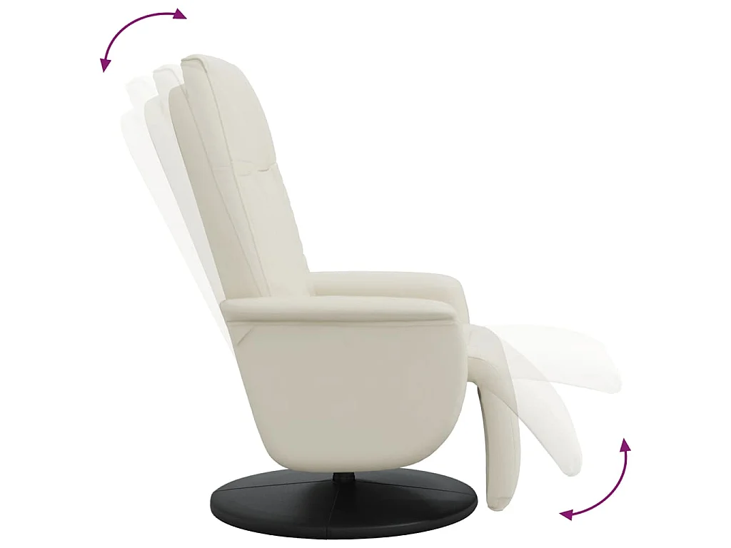 Fauteuil inclinable avec repose-pieds crème similicuir