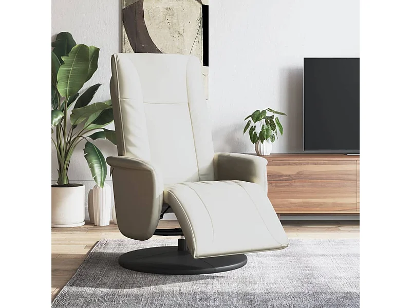 Fauteuil inclinable avec repose-pieds crème similicuir