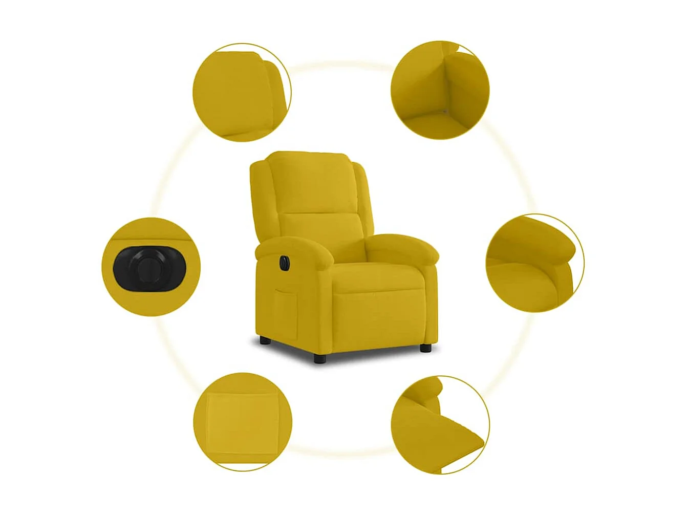 Fauteuil inclinable électrique jaune Velours