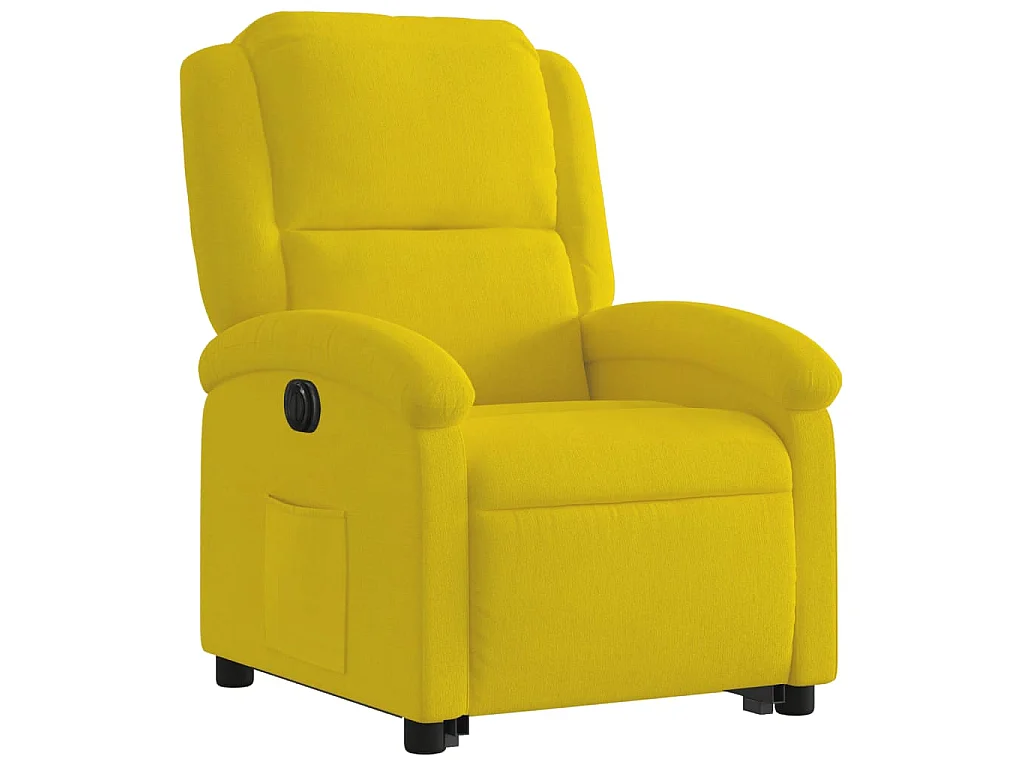 Poltrona reclinável elevatória elétrica veludo amarelo