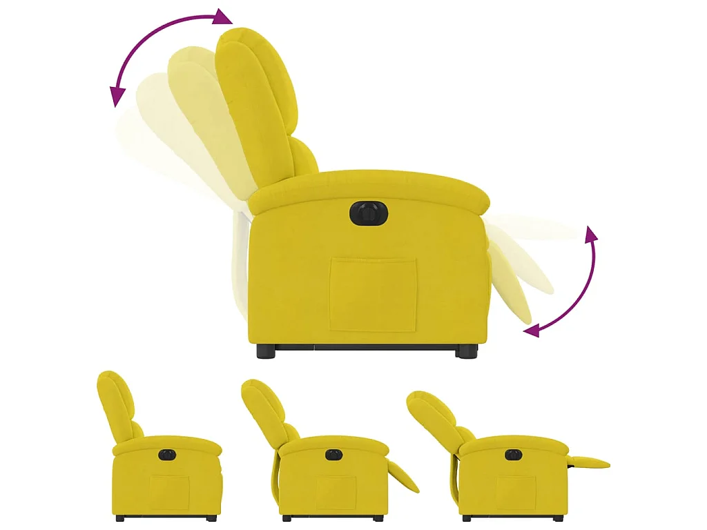 Poltrona reclinável elevatória elétrica veludo amarelo