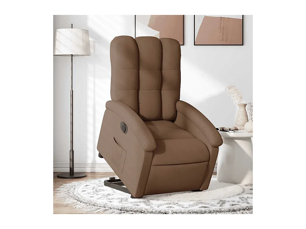 Fauteuil inclinable électrique marron tissu