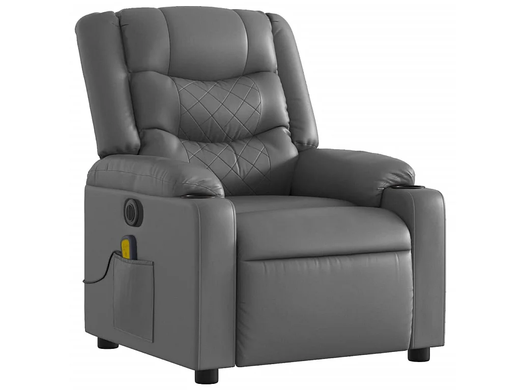 Fauteuil de massage inclinable électrique gris similicuir
