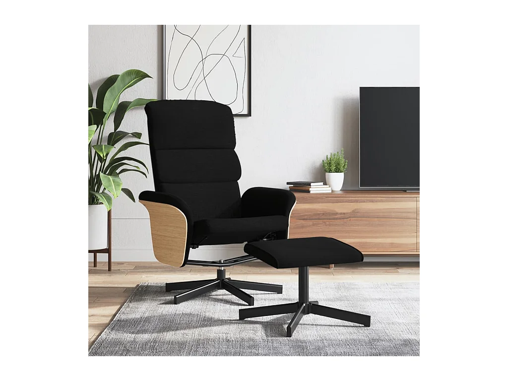 Fauteuil inclinable avec repose-pied noir tissu