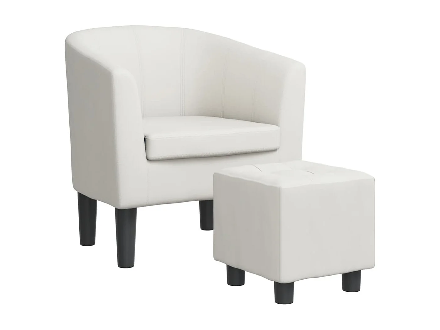 Fauteuil avec repose-pied blanc similicuir
