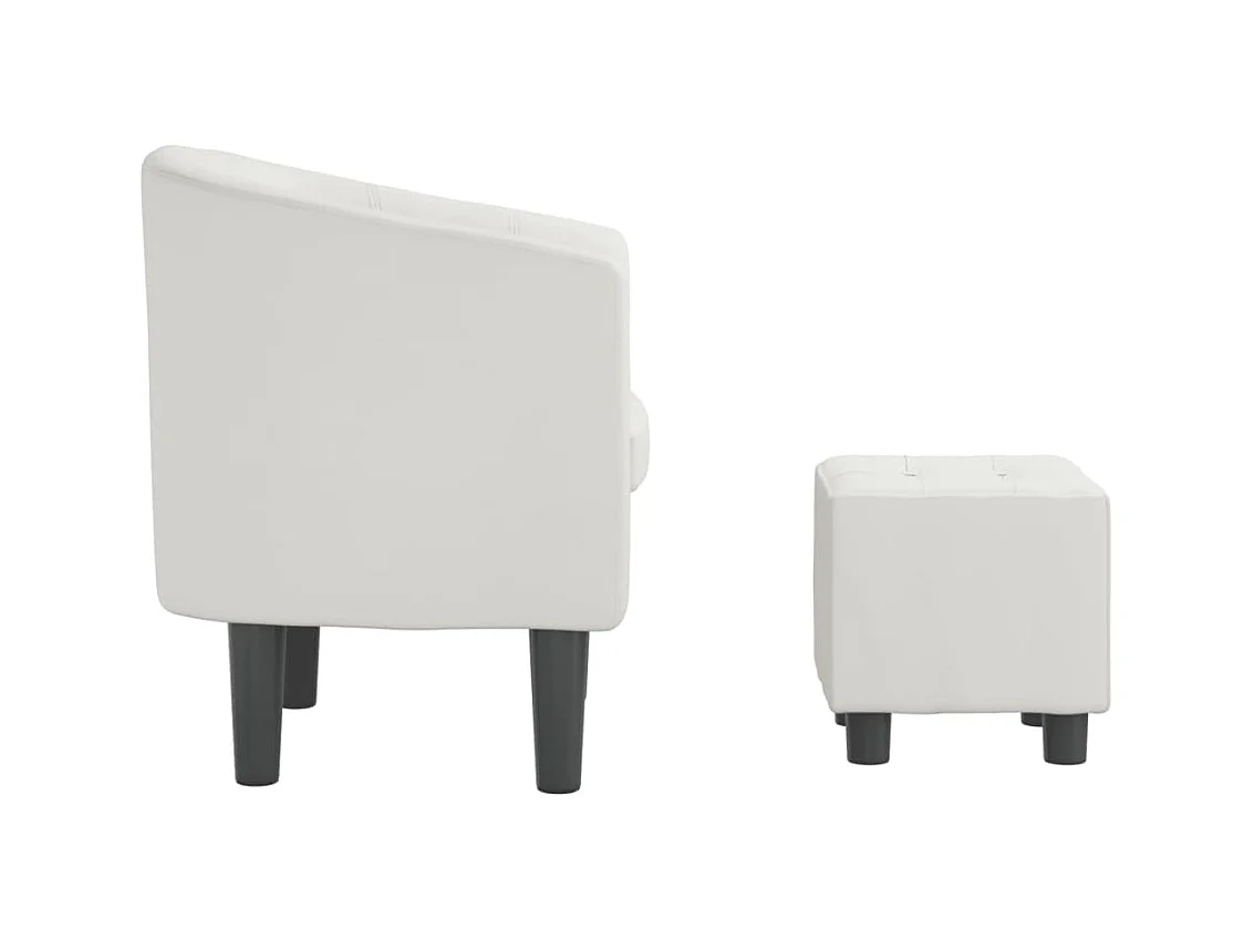 Fauteuil avec repose-pied blanc similicuir