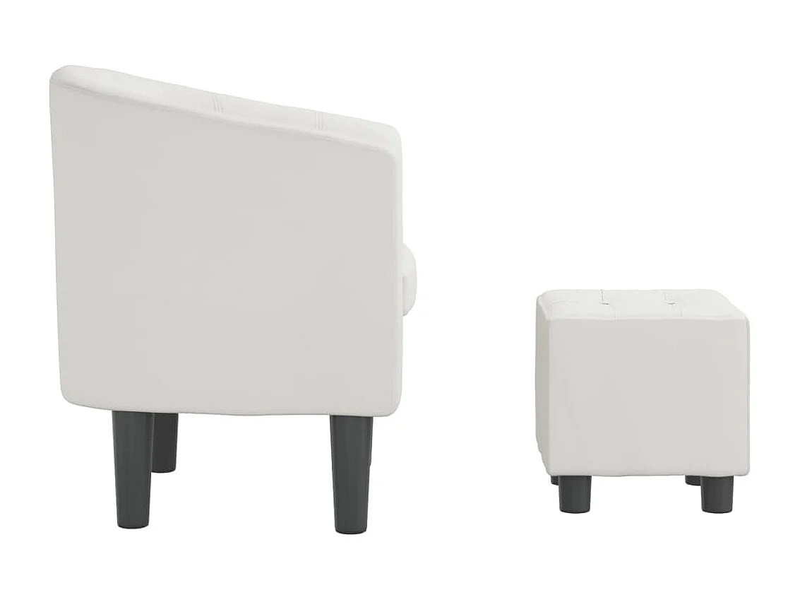 Fauteuil avec repose-pied blanc similicuir