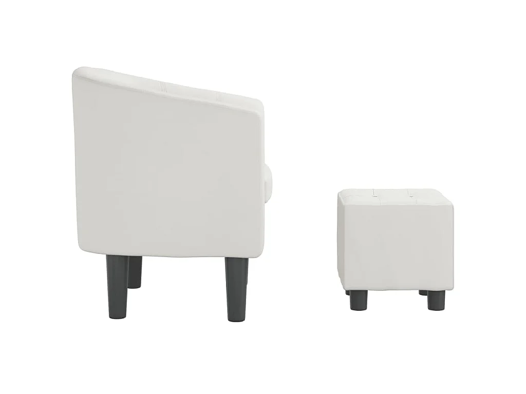 Fauteuil avec repose-pied blanc similicuir