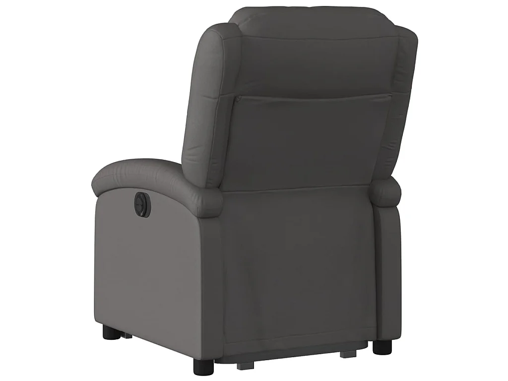 Relaxsessel mit Aufstehhilfe Elektrisch Grau Echtleder