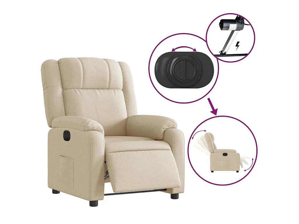 Relaxsessel Elektrisch Creme Stoff