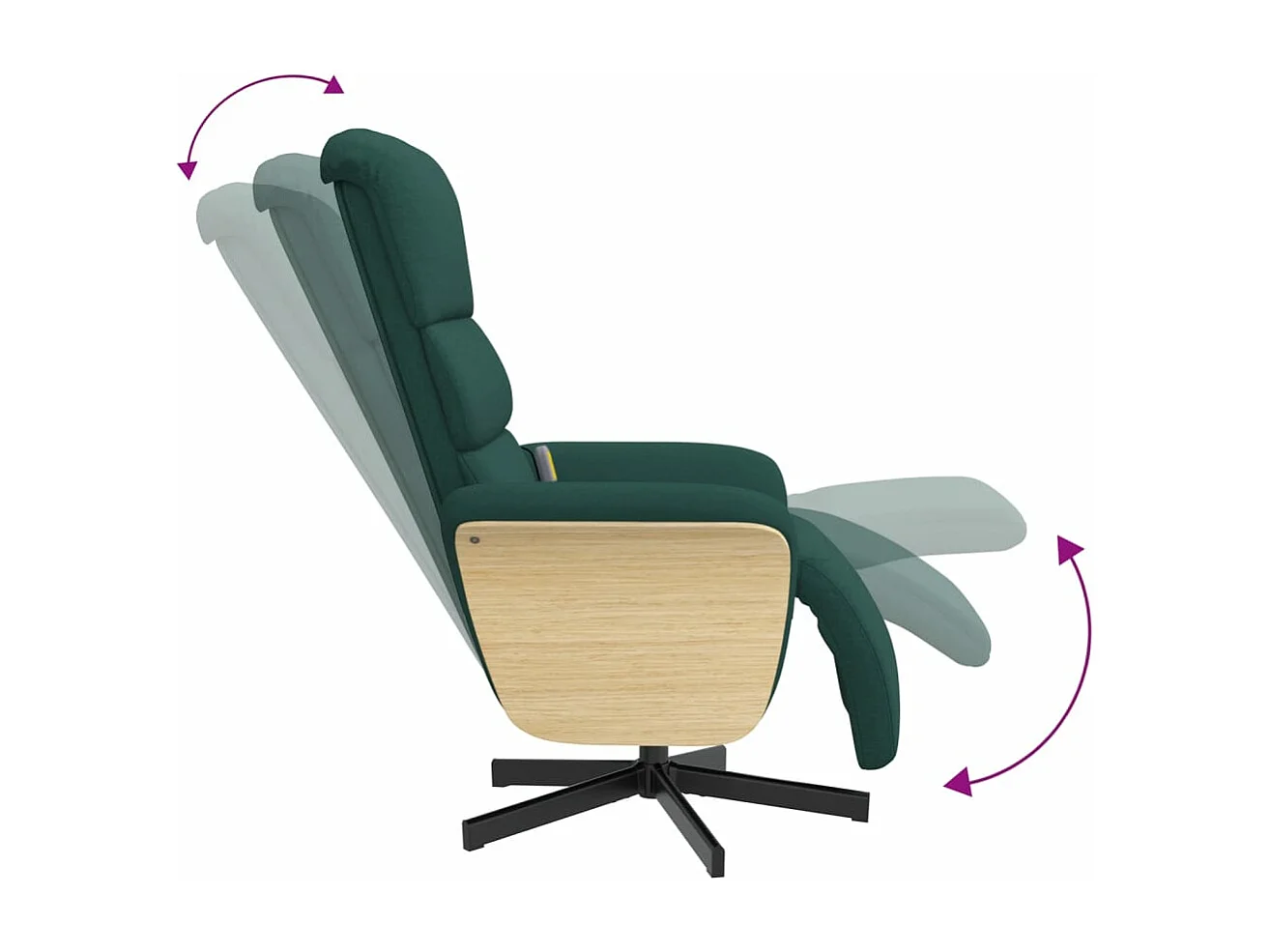 Poltrona Reclinabile Massaggio Poggiapiedi Verde Scuro Tessuto